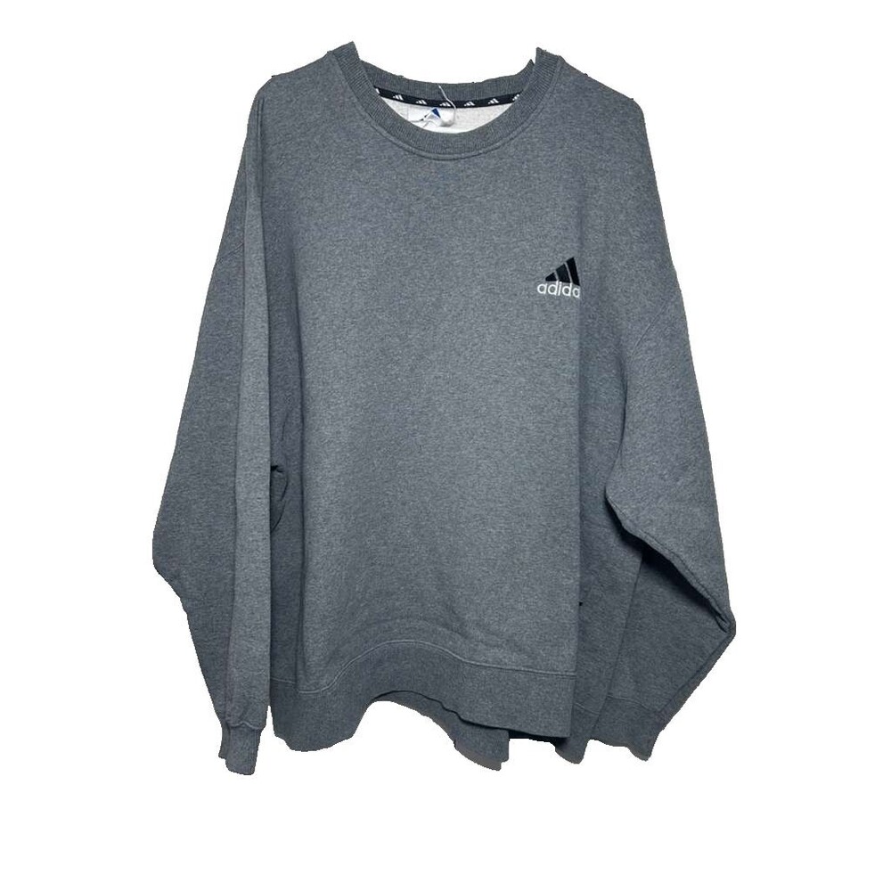 Adidas Vintage Crewneck Sweater Men's XL Gray Pullover Sweatshirt Long Sleeves